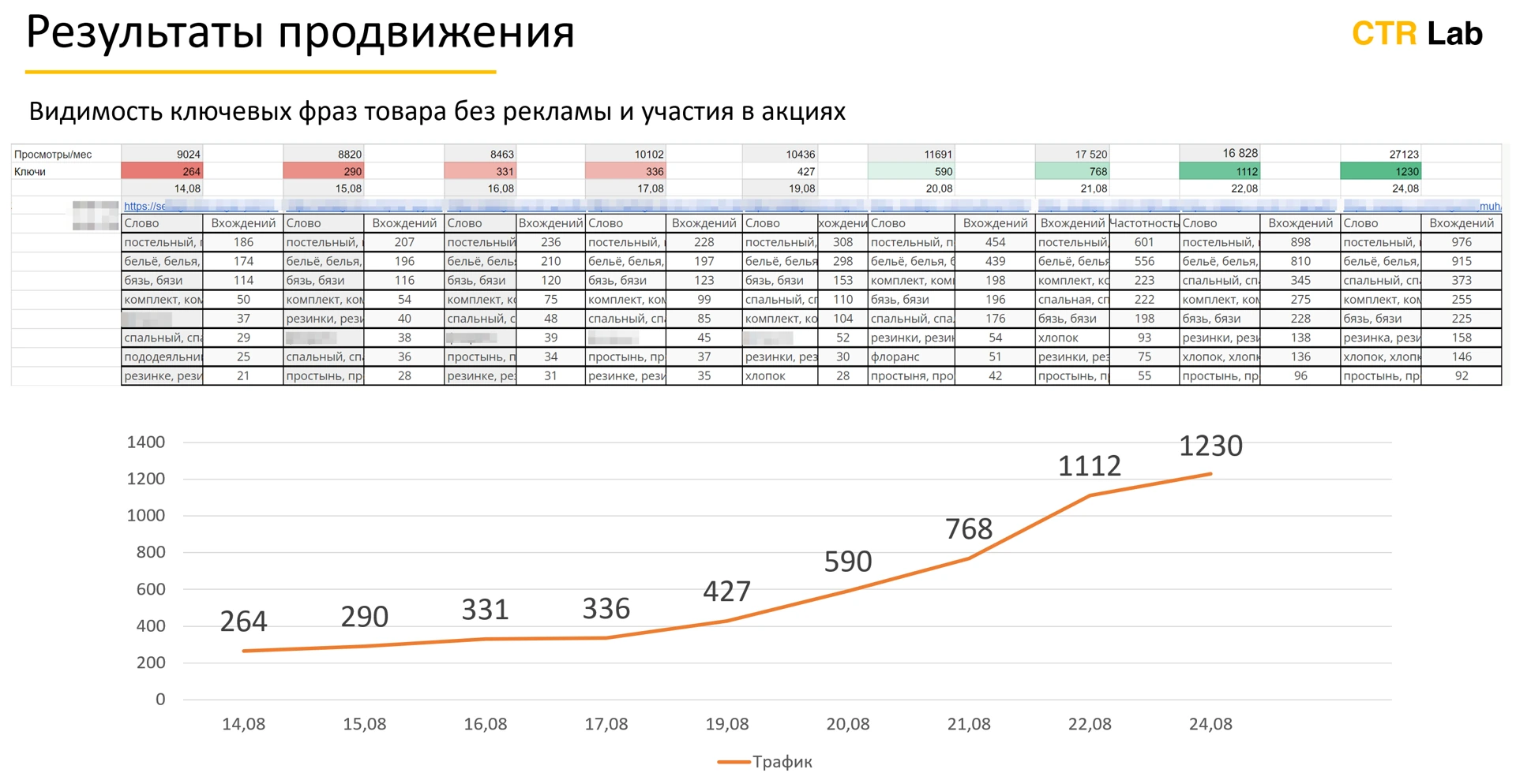 Скриншот результатов — SEO карточек постельного белья на Wildberries, 4